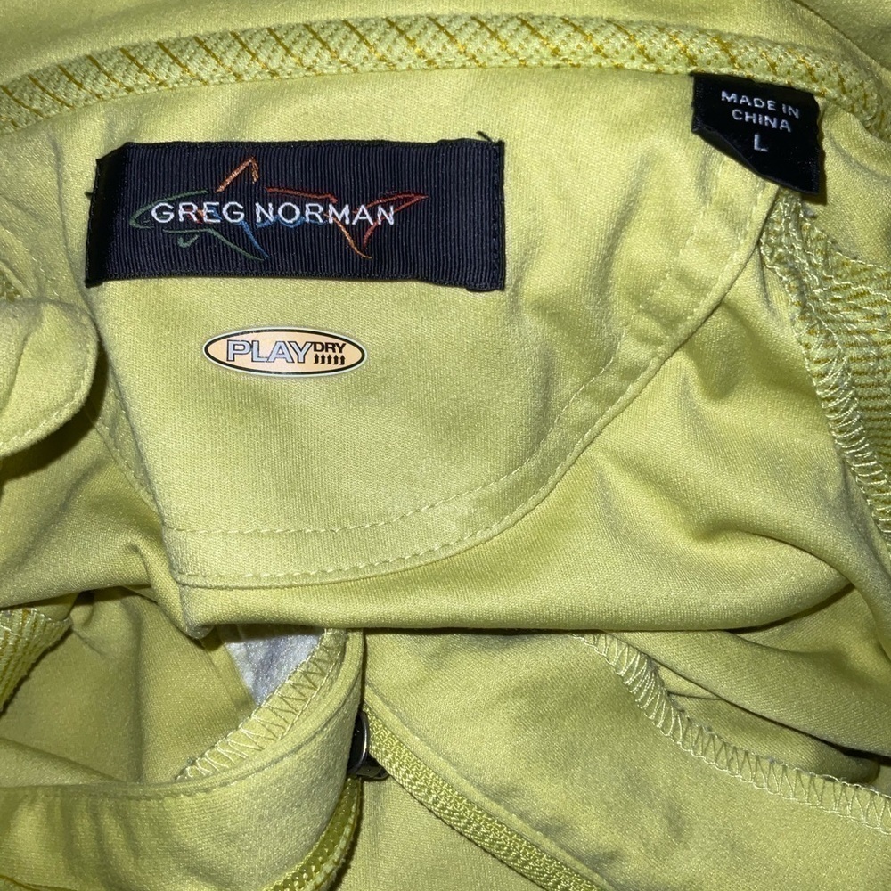 Men’s used size L Greg Norman yellow pullover golf coat jacket Large Pre own - Picture 2 of 6
